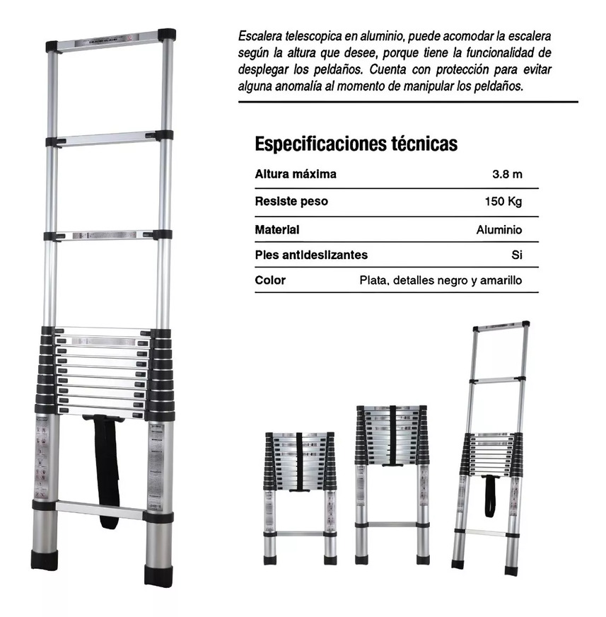 ESCALERA TELESCÓPICA DESPLEGABLE 3 METROS