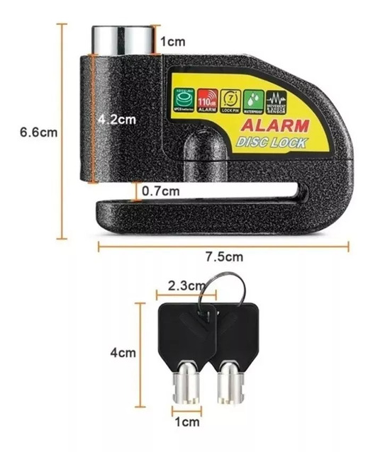 Candado-alarma Freno Disco Seguridad Para Motocicleta Y Bici