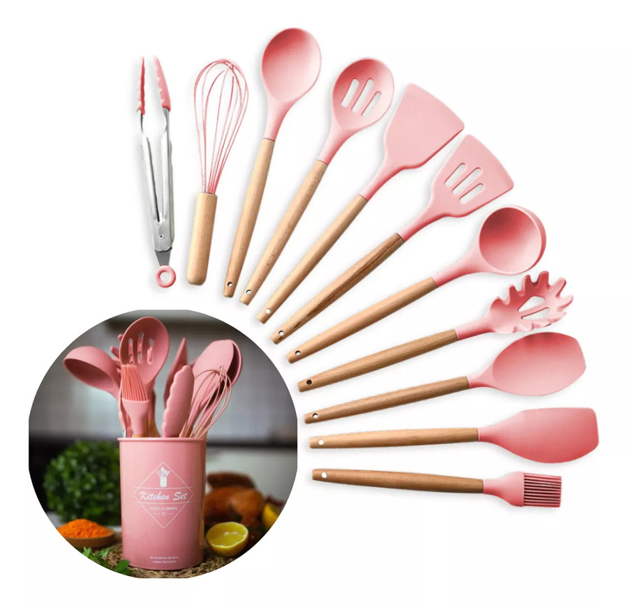 Set 12 Utensilios De Cocina Silicona Resistente Calor Juego