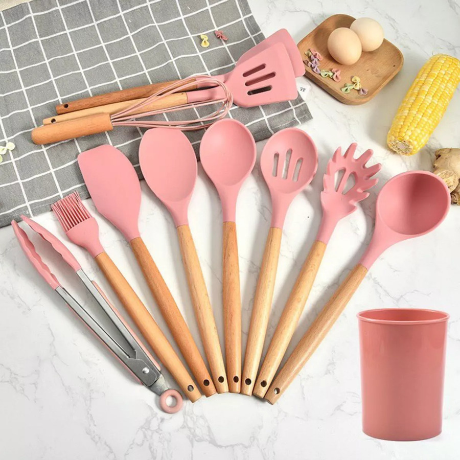 Set 12 Utensilios De Cocina Silicona Resistente Calor Juego