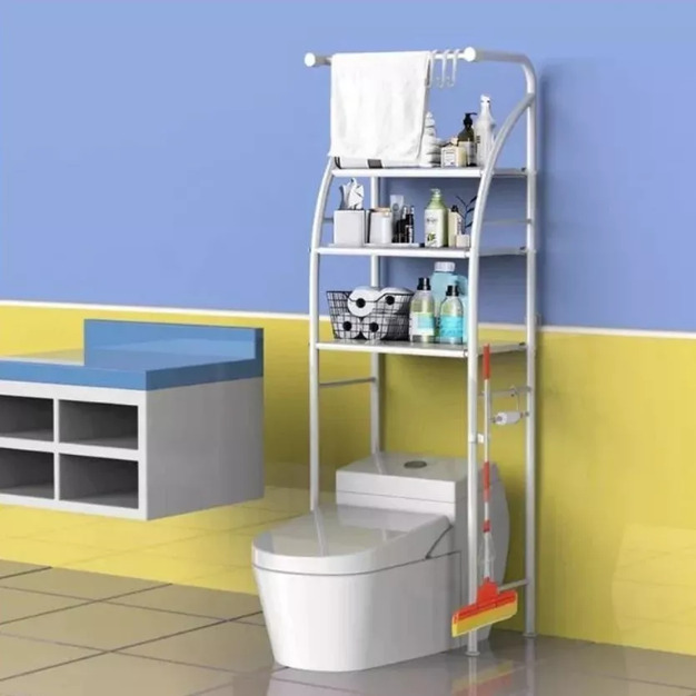 Organizador Repisa Estante Lavadora Baño Metálico Rack Color Blanco