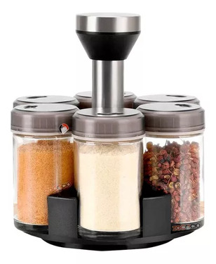 Condimentero Giratorio Para Especias Organizador Cocina X6 Color Negro