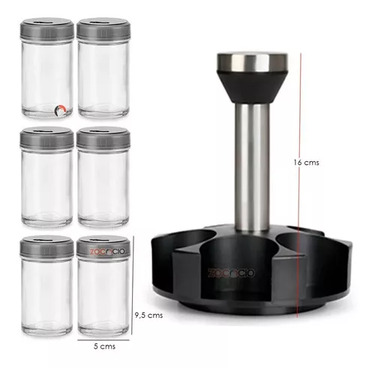 Condimentero Giratorio Para Especias Organizador Cocina X6 Color Negro