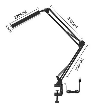 Lámpara Led Con Brazo Articulado Para Escritorio/diseño Color De La Estructura Blanco Color De La Pantalla Negro