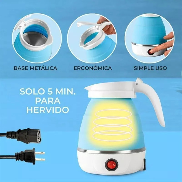 Tetera Eléctrica Hervidor De Agua Portátil Plegable 600ml