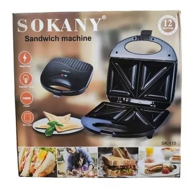 Sandwichera Clasica De 750w Sokany Color Negro 750