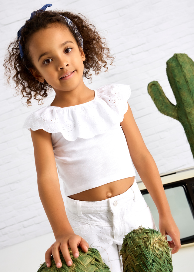 Blusa niña blanco- MAYORAL